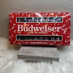 $28 🌙 New Vtg Budweiser Party Beer Can 18 Blow Mold String Lights WORKS